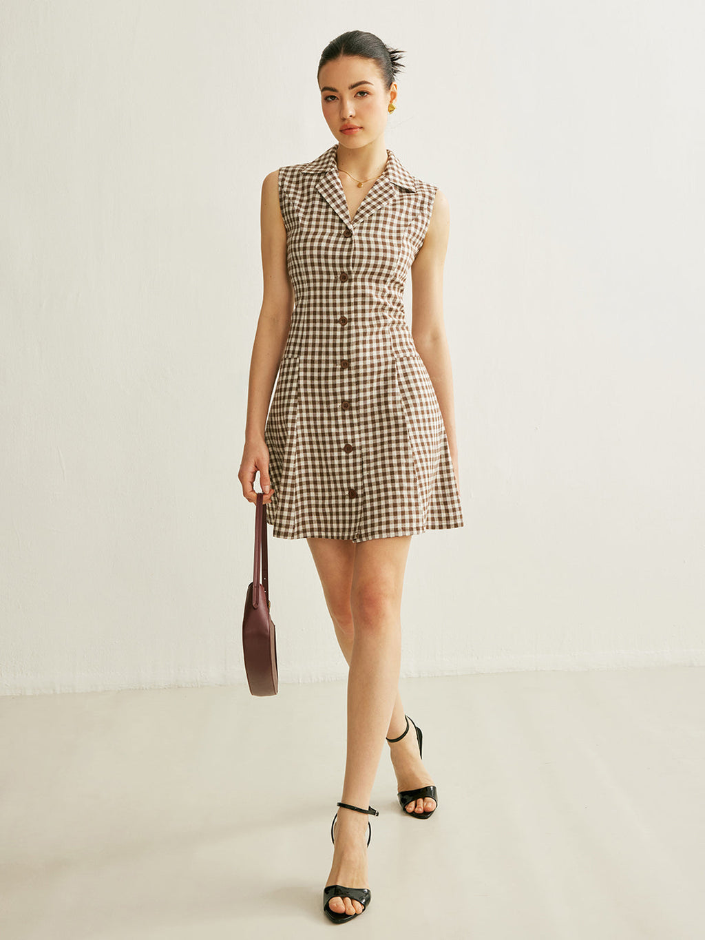 Checkerboard Pocket Back Tie Mini Dress — Svelte Chic