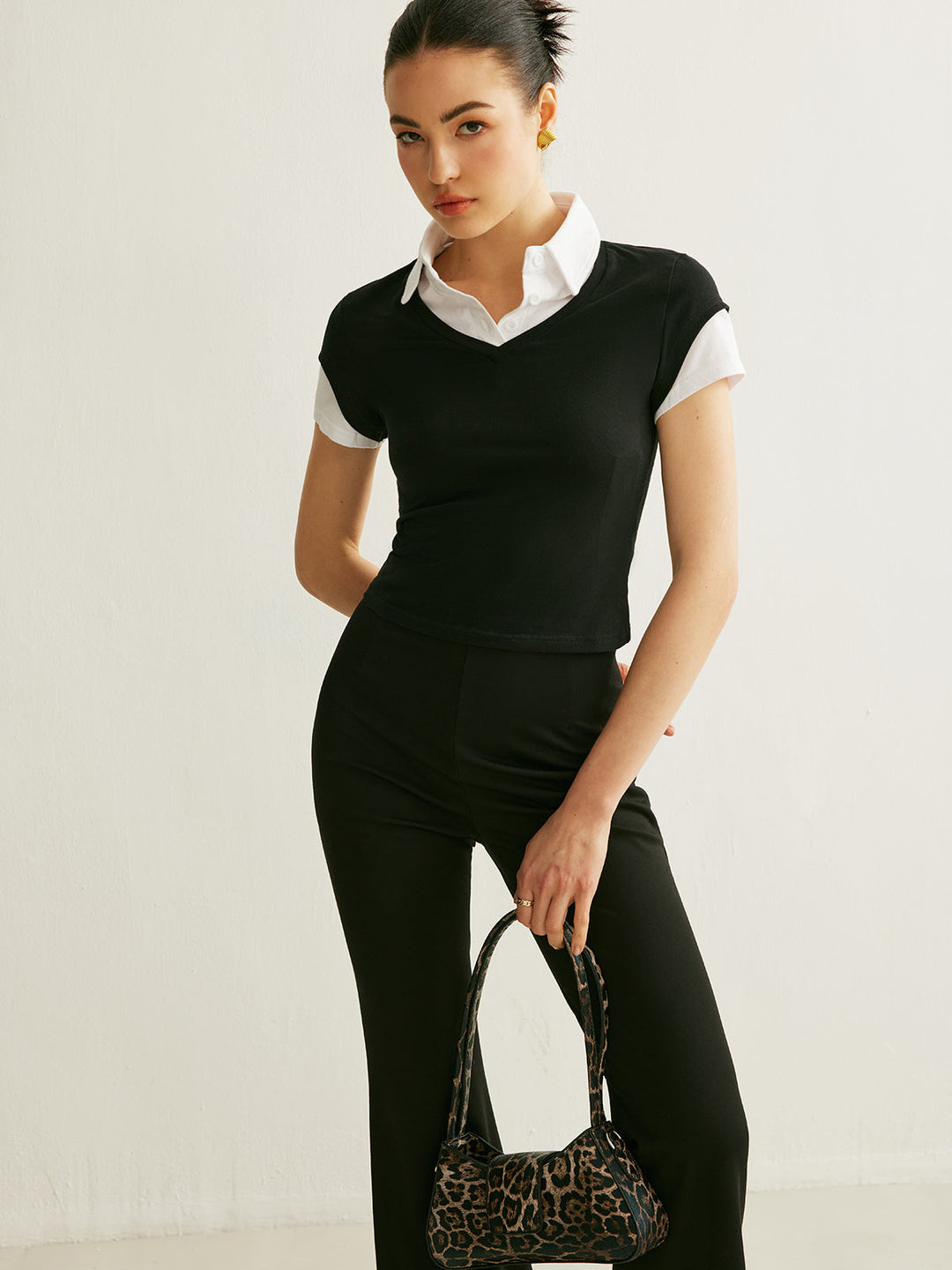 Şık Renk Bloklu Polo Yaka T-Shirt