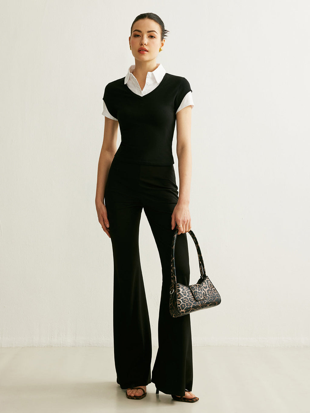 Colour Block Polo Collar Top — Svelte Chic