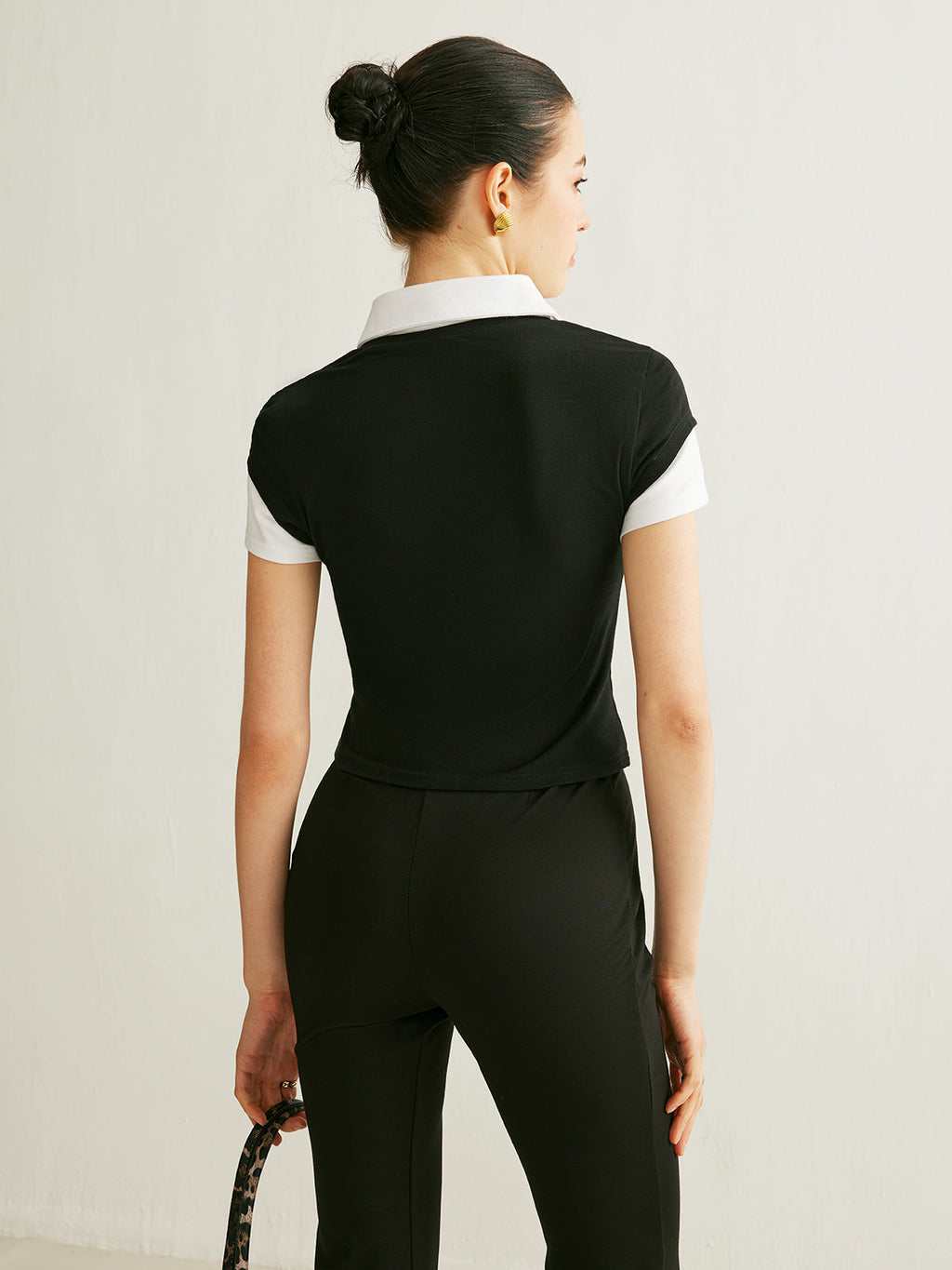 Colour Block Polo Collar Top — Svelte Chic