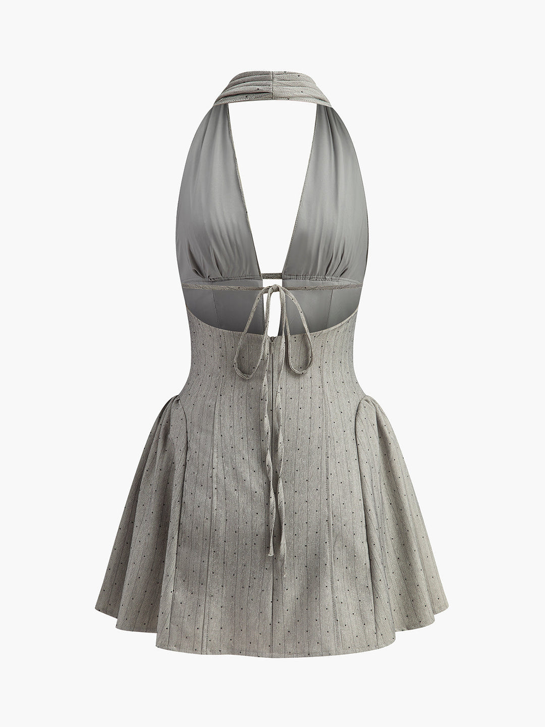 Şık Sırt Bağlamalı Sırt Dekolteli Plise Abiye Elbise