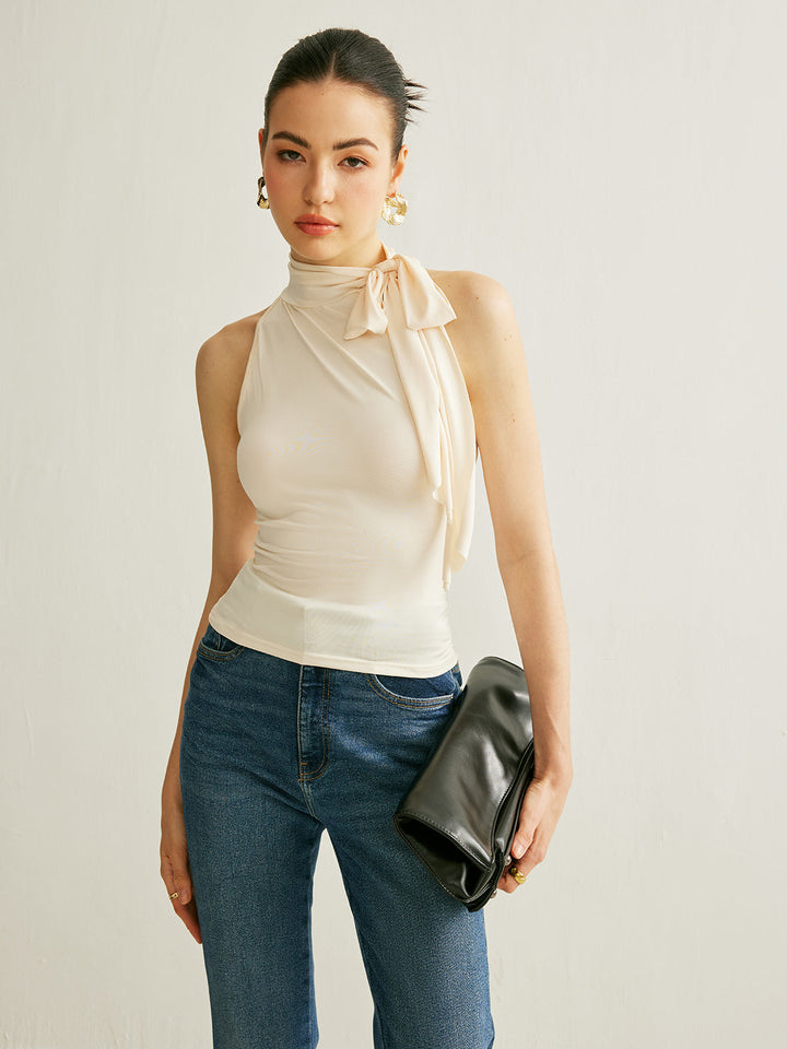 Şık Çiçek Yaka Halter Bluz