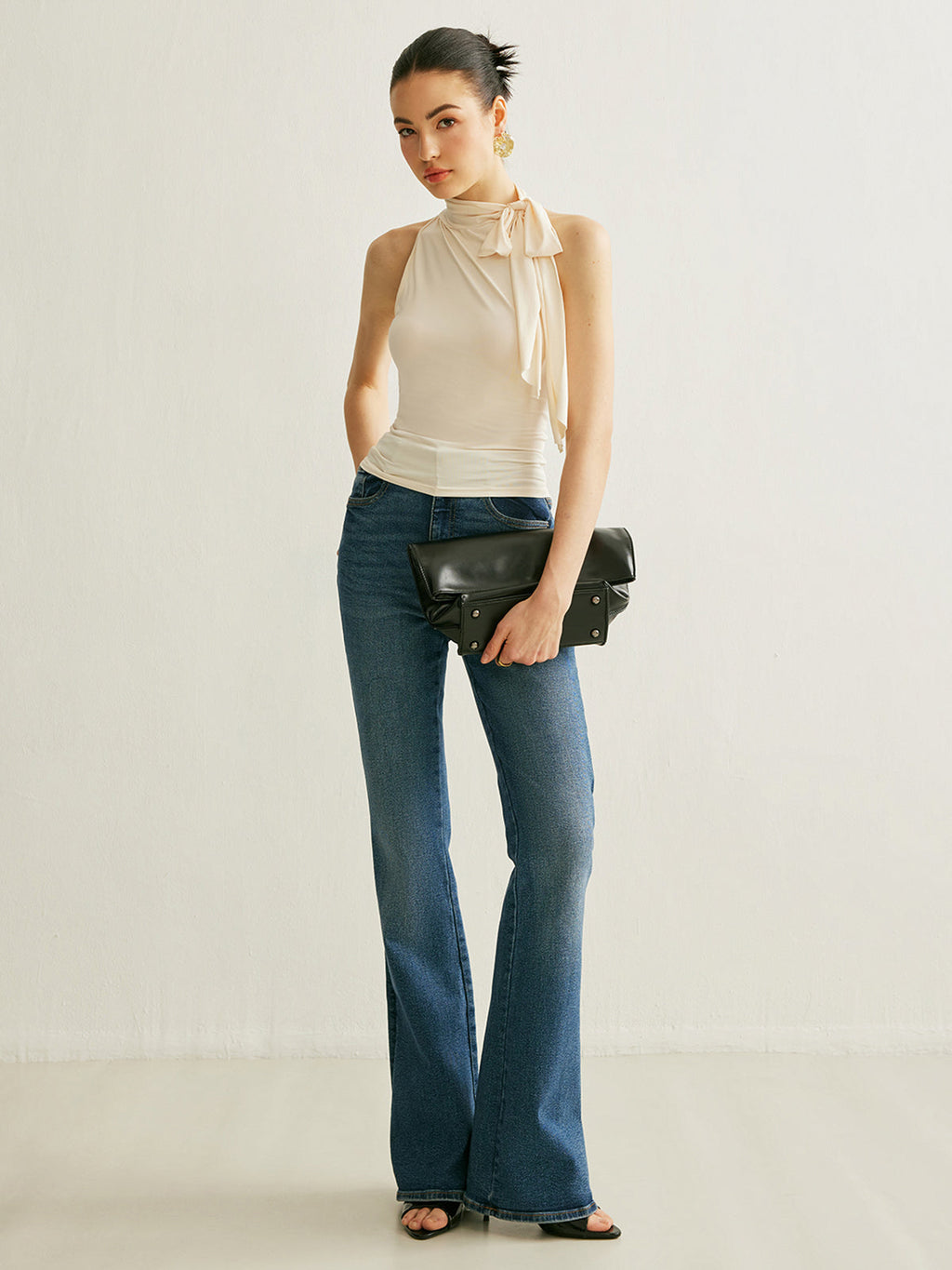 Floral Tie Neck Halter Top — Svelte Chic