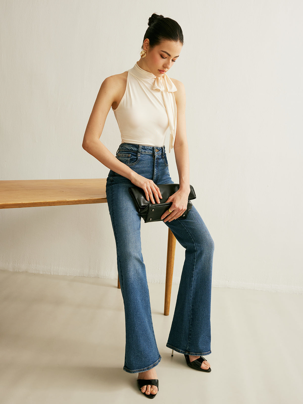 Floral Tie Neck Halter Top — Svelte Chic