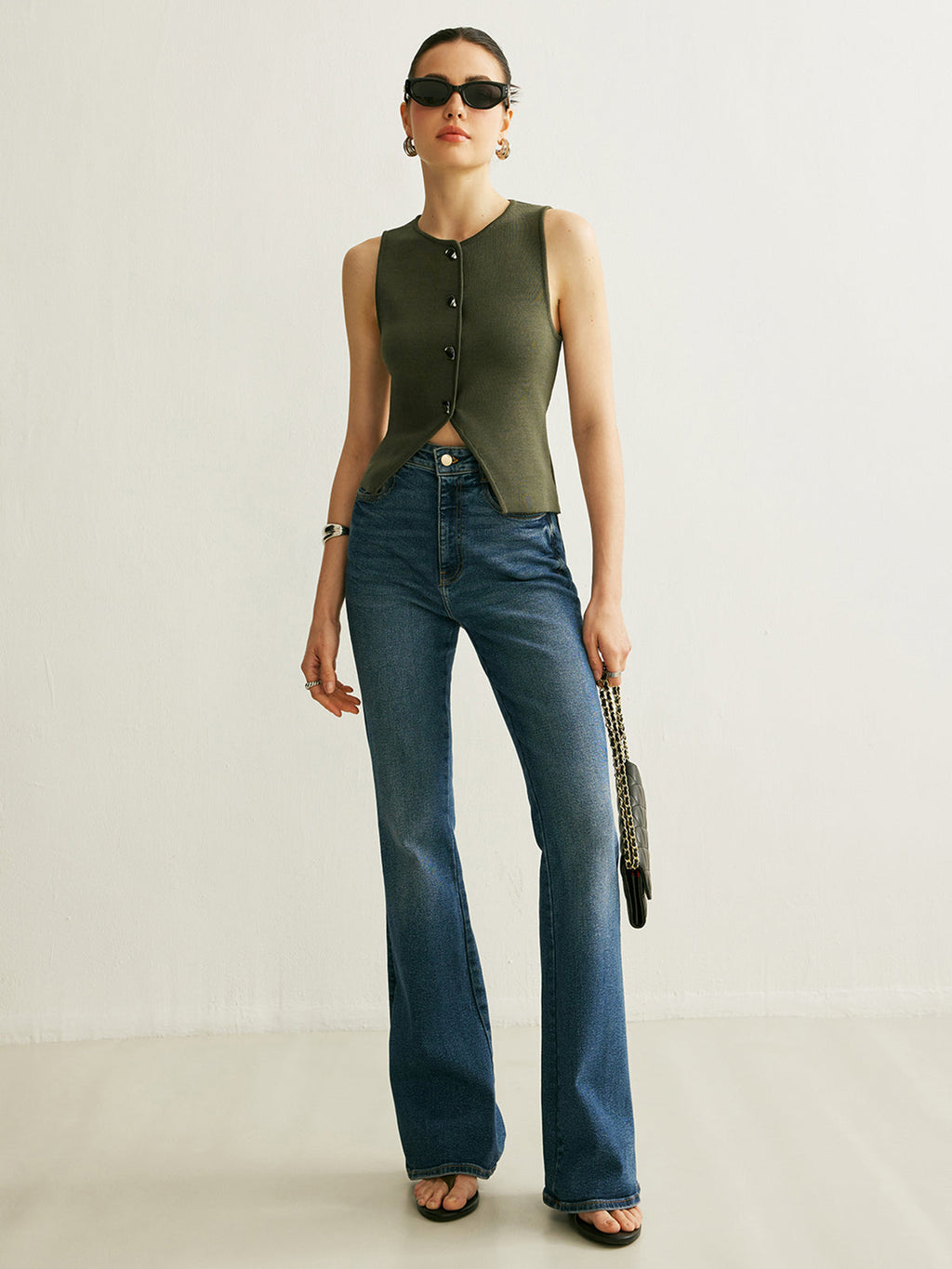 Button Detail Knit Vest — Svelte Chic