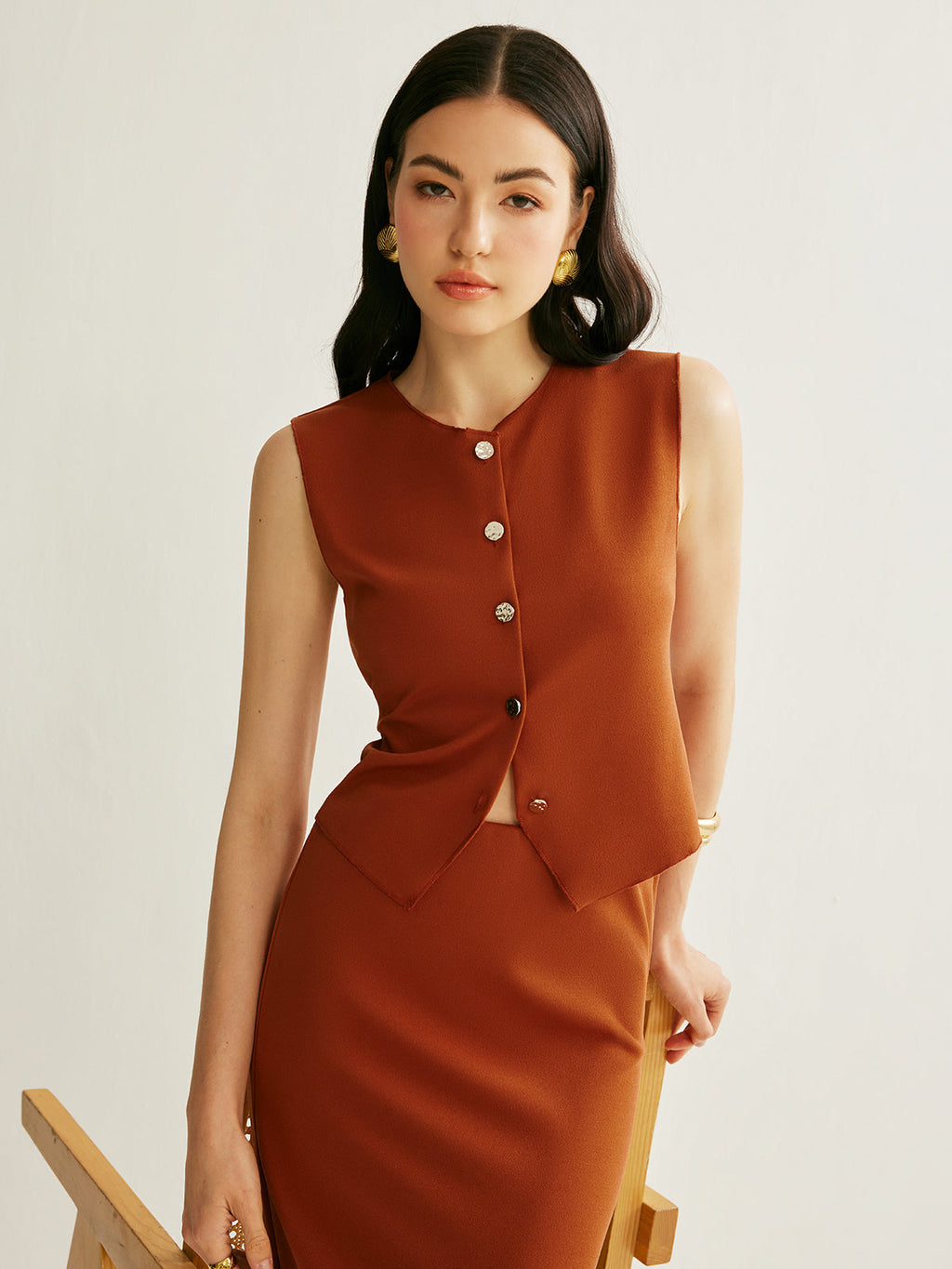 Button Down Sleeveless Vest — Svelte Chic