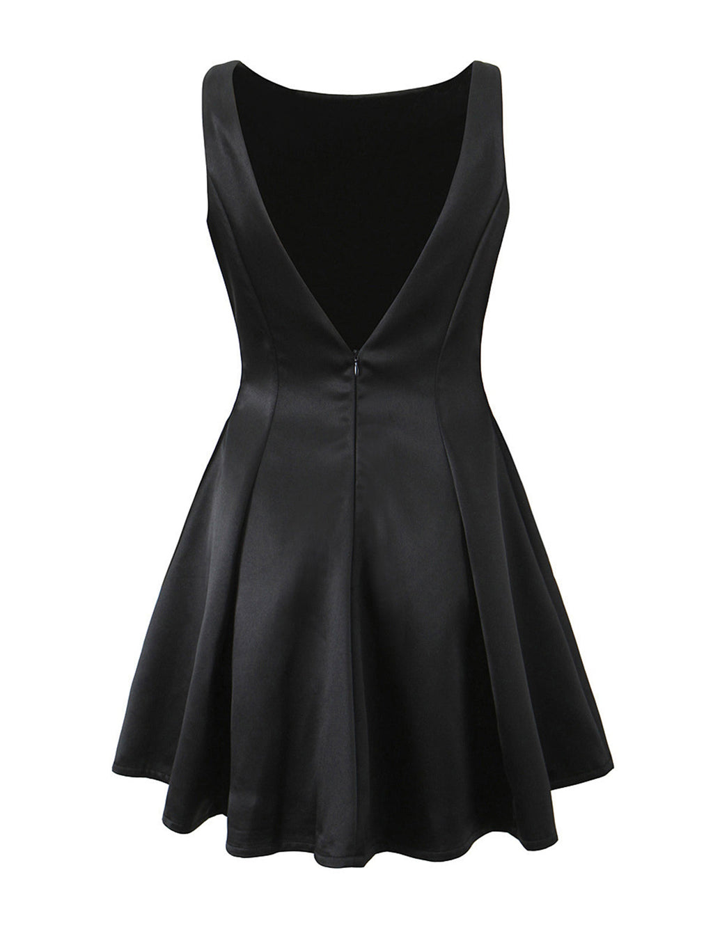 Back V-Neck Ruffle Satin Mini Dress — Svelte Chic
