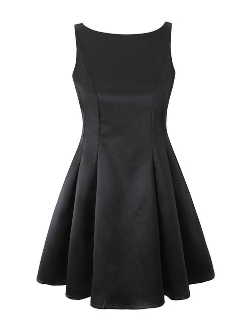 Back V-Neck Ruffle Satin Mini Dress — Svelte Chic