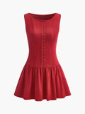 Floral Pleated Button Mini Dress in Burgundy — Svelte Chic
