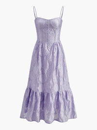 Çekici Çiçek Desenli Jakarlı Korse Elbise