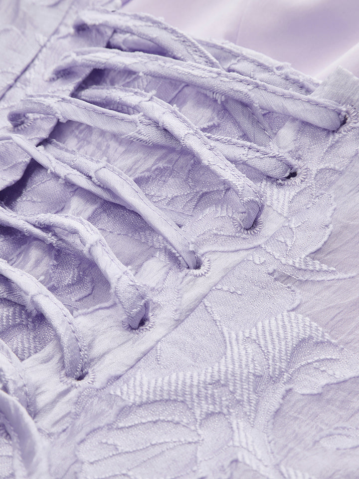 Çekici Çiçek Desenli Jakarlı Korse Elbise