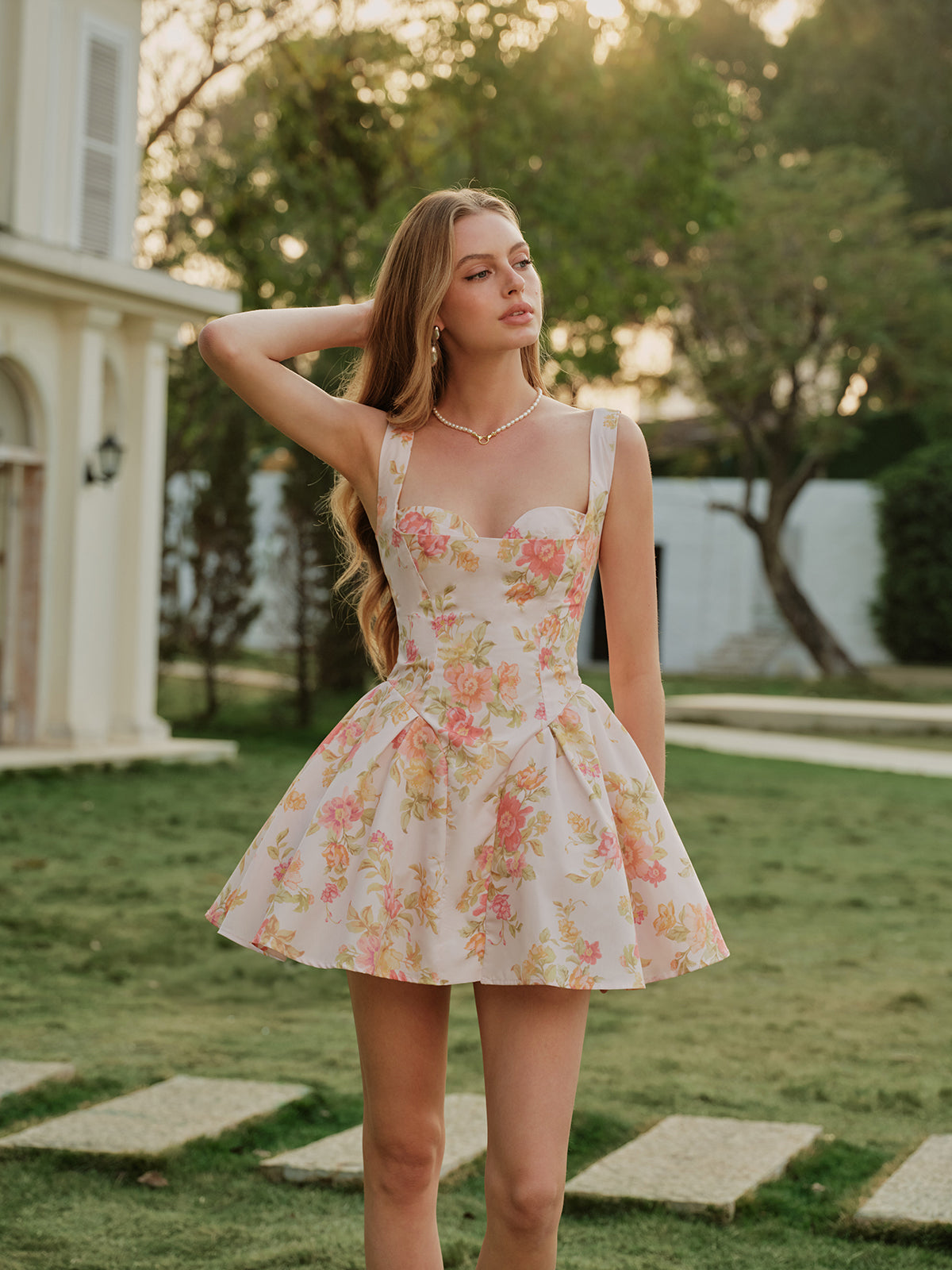 Floral Sweetheart Cami Mini Dress in Pink — Svelte Chic