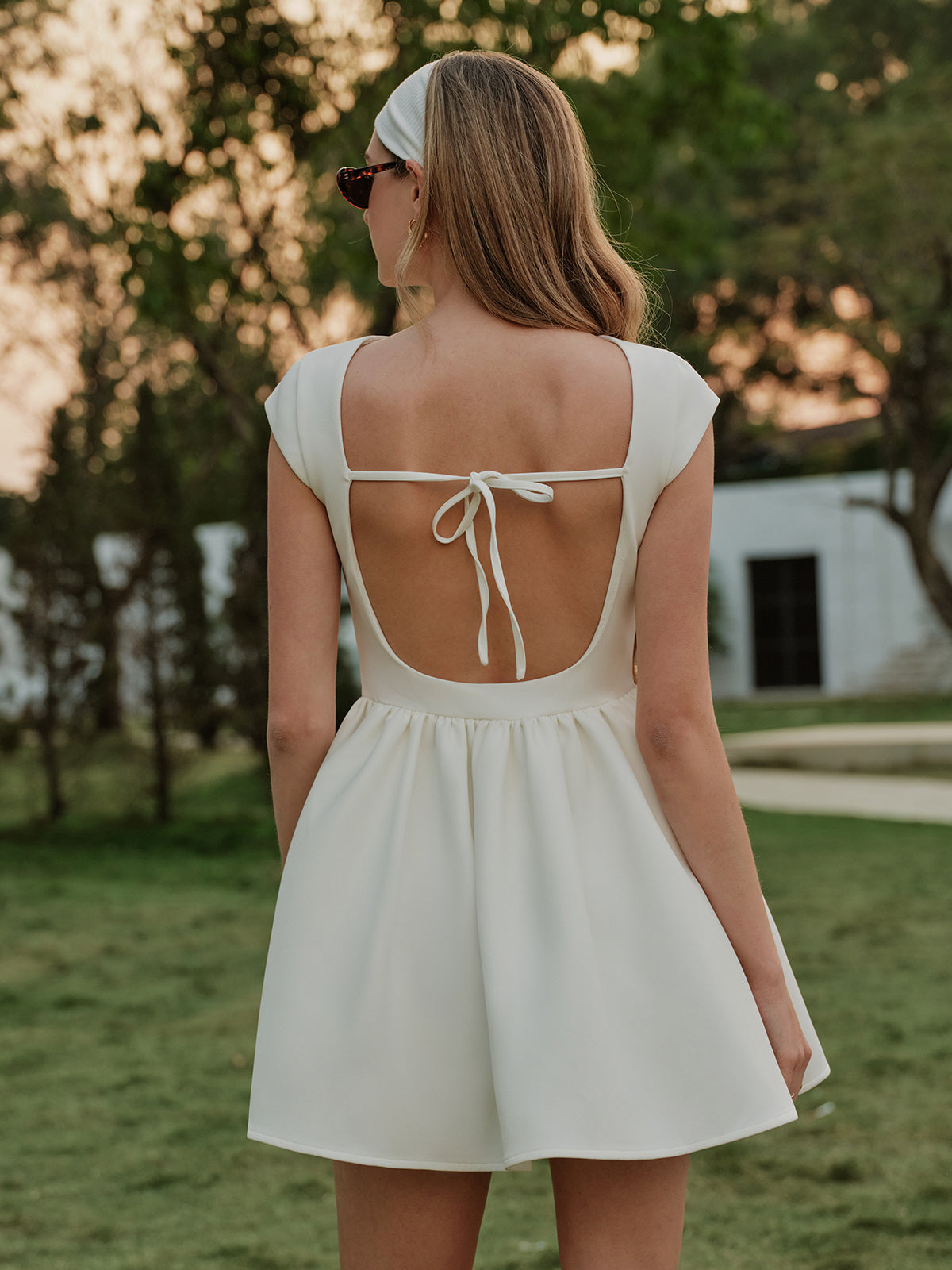 Back Tie Ruffle Mini Dress — Svelte Chic