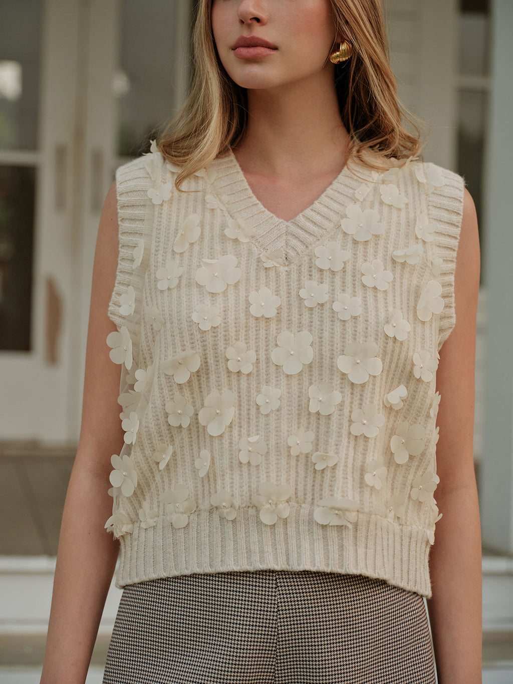 Floral Knit Sweater Vest — Svelte Chic