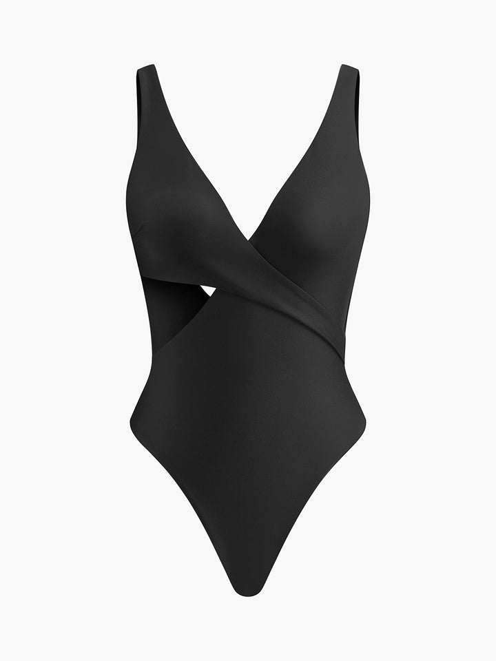 Şık V Yaka Çapraz Tek Parça Mayo