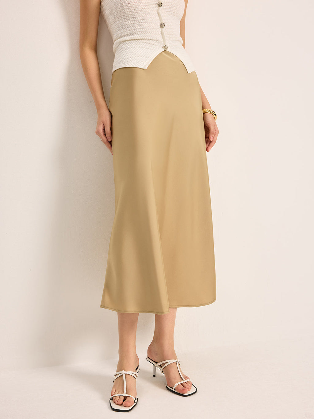 High Waist Satin Midi Skirt — Svelte Chic