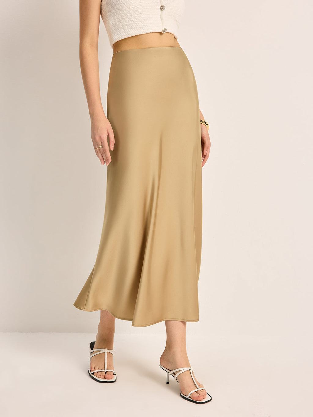 High Waist Satin Midi Skirt — Svelte Chic
