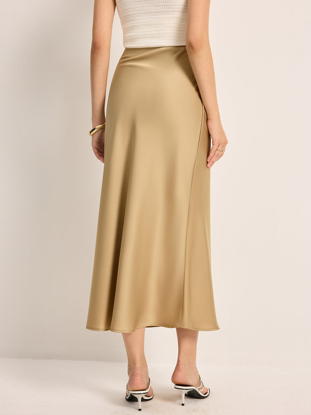 High Waist Satin Midi Skirt — Svelte Chic