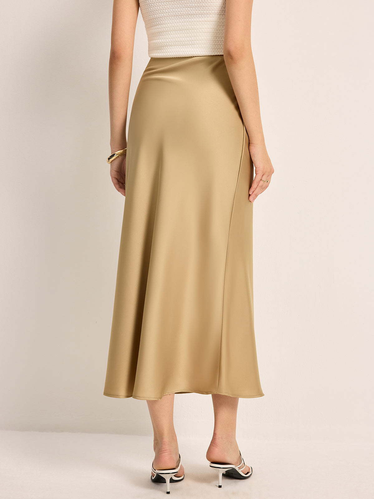 High Waist Satin Midi Skirt — Svelte Chic