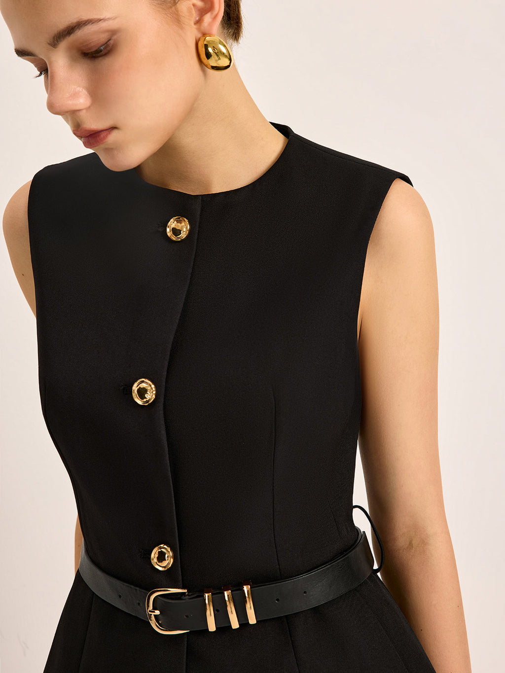 Belted Button Pocket Top — Svelte Chic