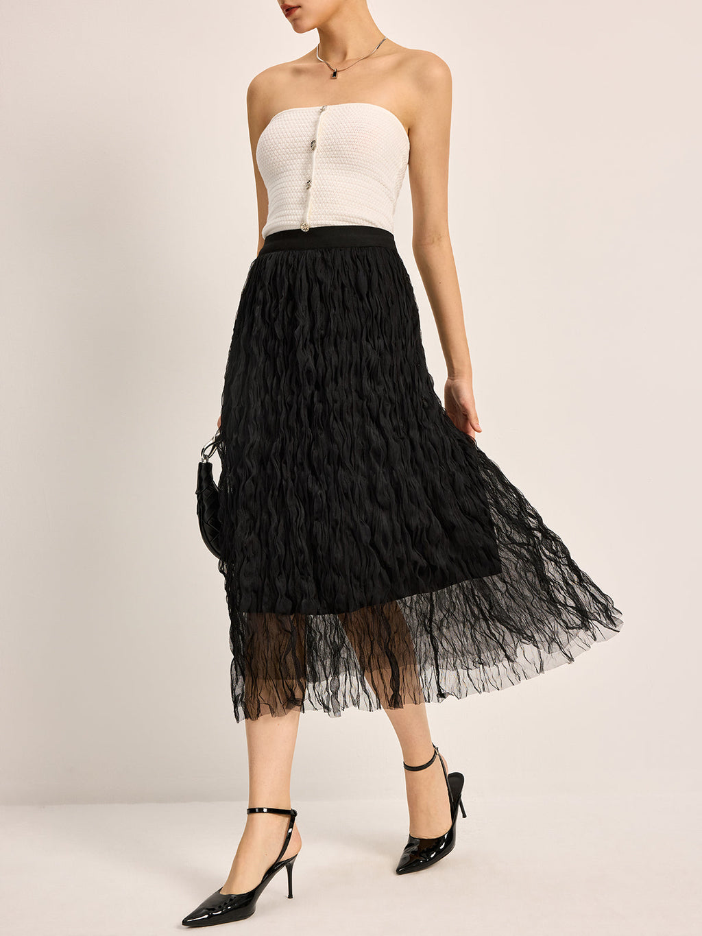 Pleated Tulle Midi Skirt — Svelte Chic