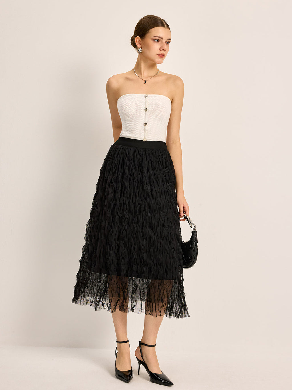 Pleated Tulle Midi Skirt — Svelte Chic