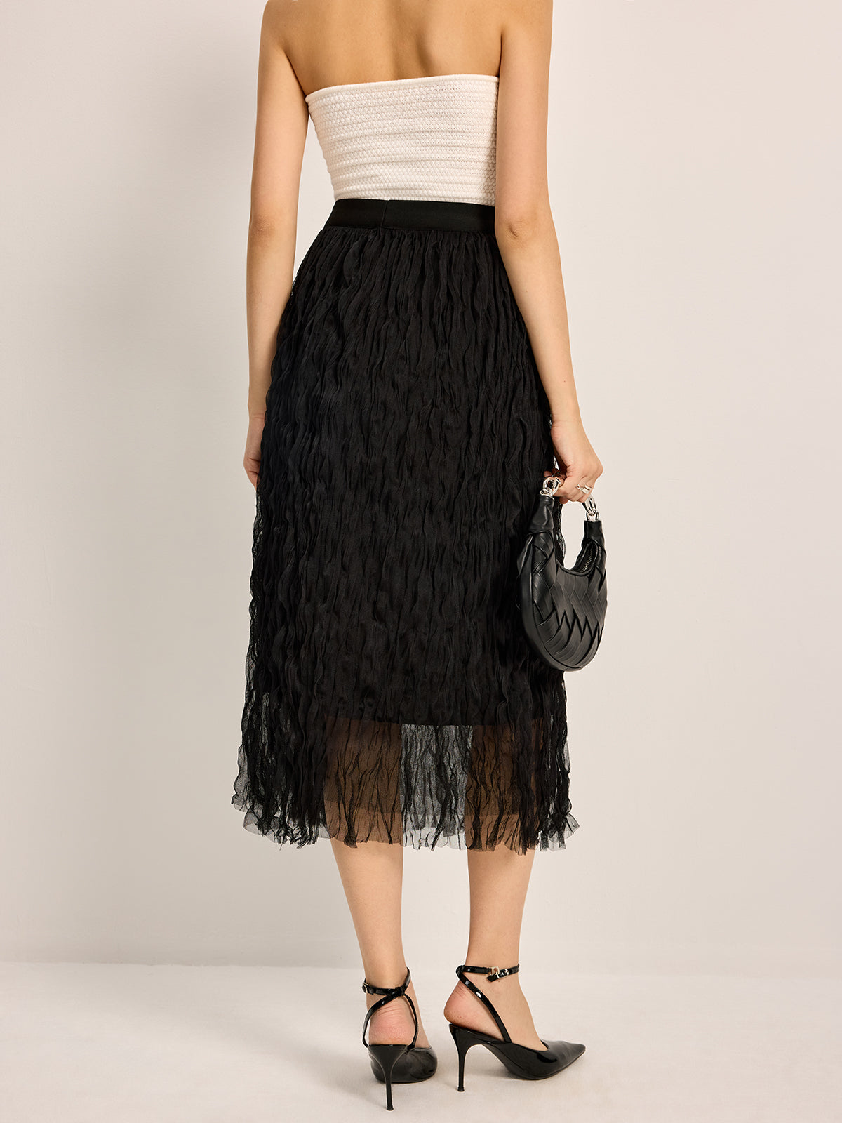 Pleated Tulle Midi Skirt — Svelte Chic