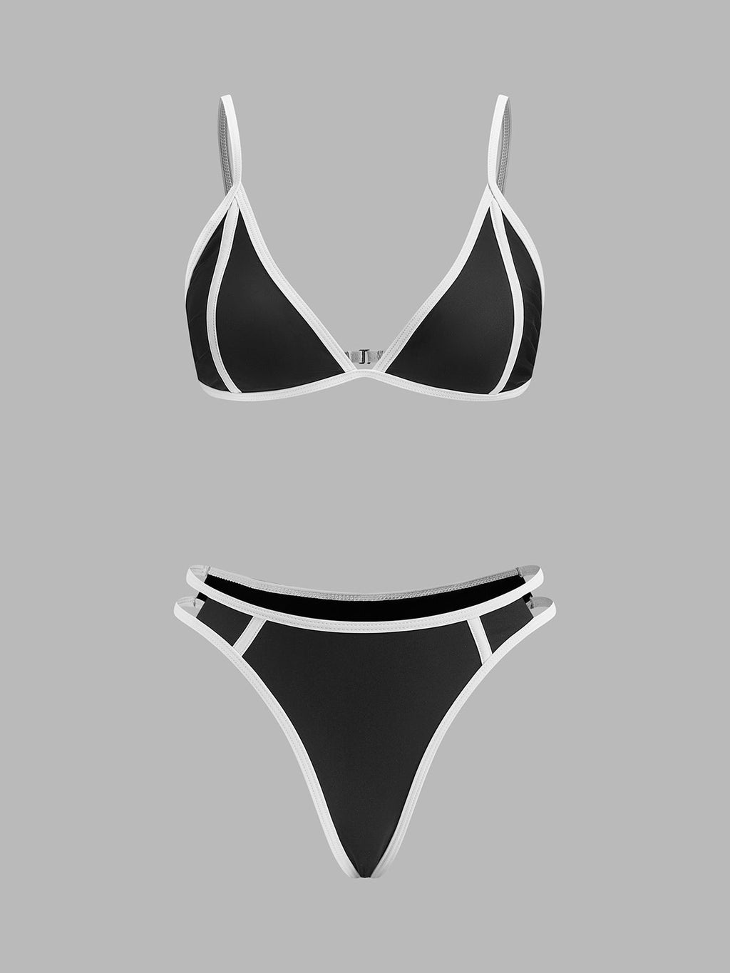 Contrast Trim Bikini Set in Black — Svelte Chic