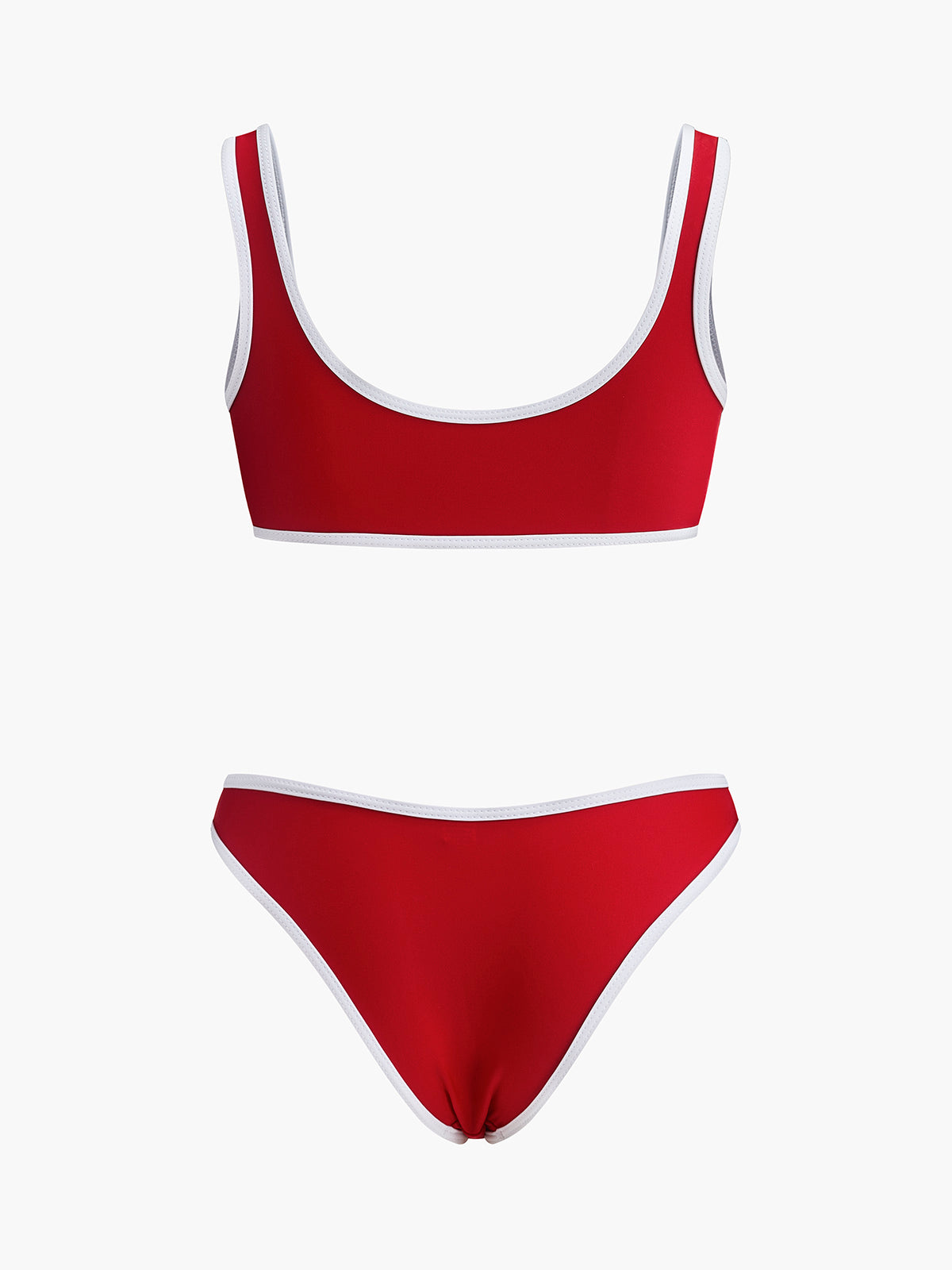 Contrast Trim V-Neck Bikini Set — Svelte Chic