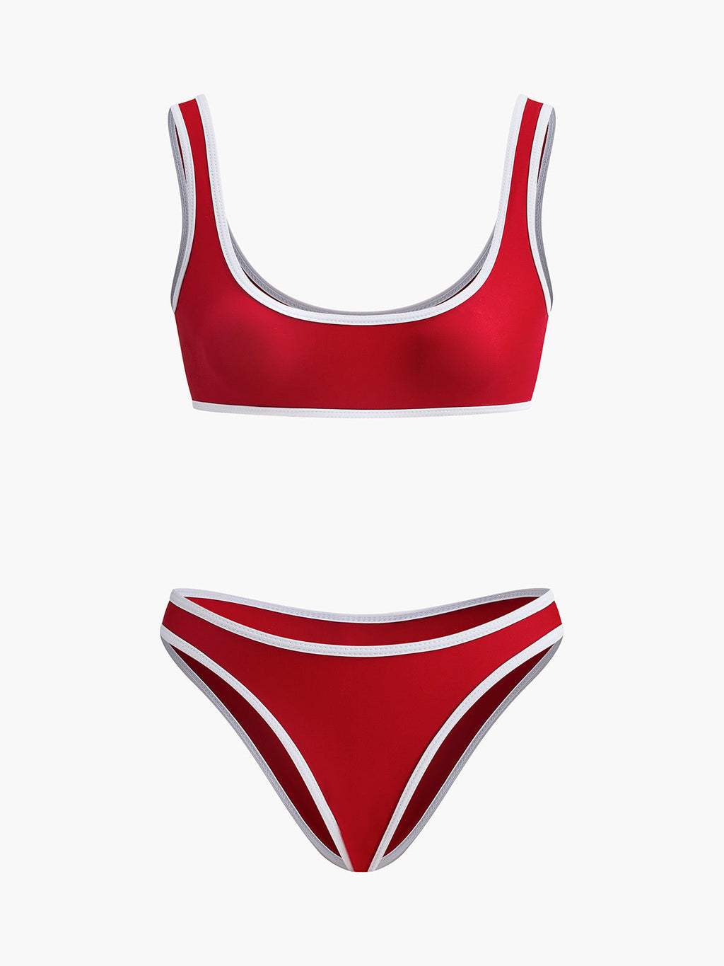 Contrast Trim V-Neck Bikini Set — Svelte Chic