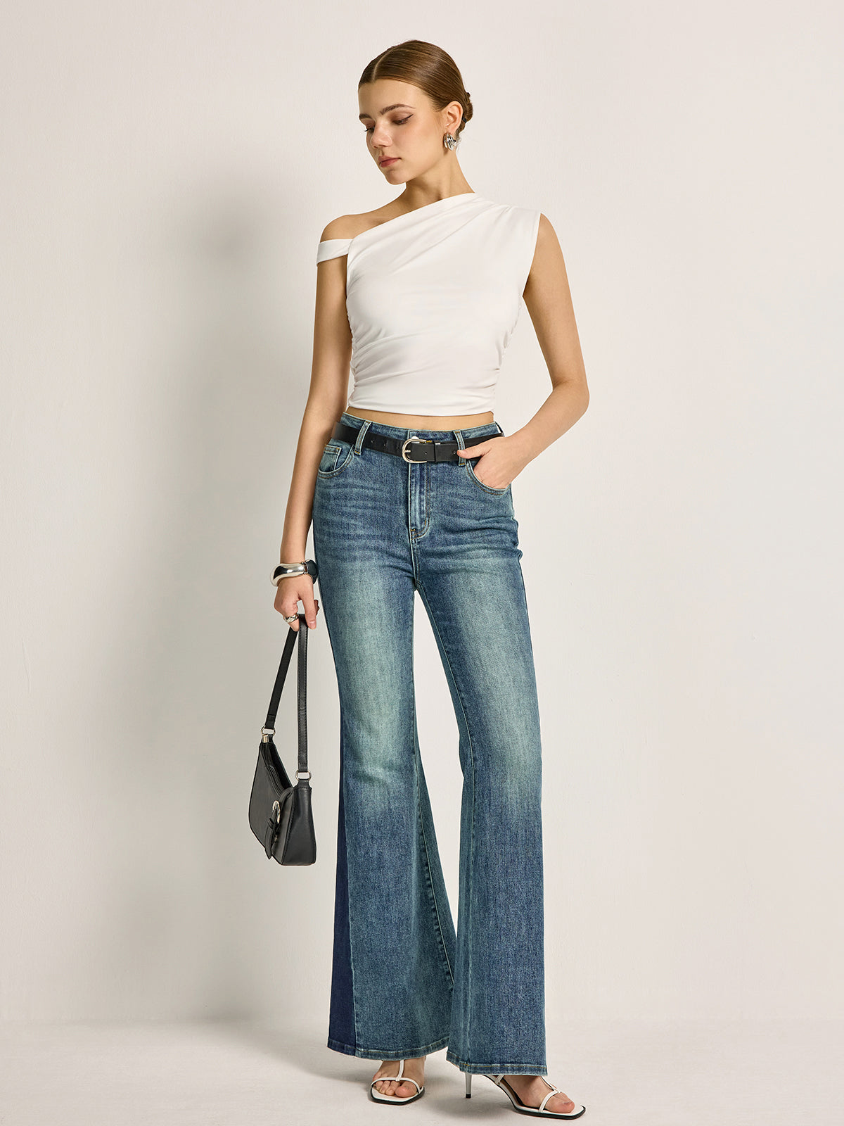 Asymmetric Neckline Ribbed Top — Svelte Chic