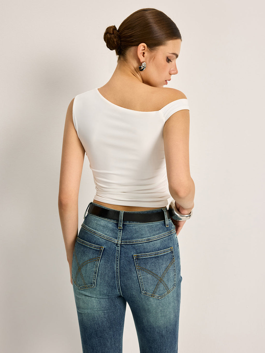 Asymmetric Neckline Ribbed Top — Svelte Chic