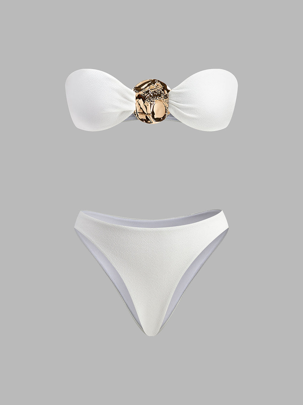 Gold Detail One Shoulder Bikini — Svelte Chic