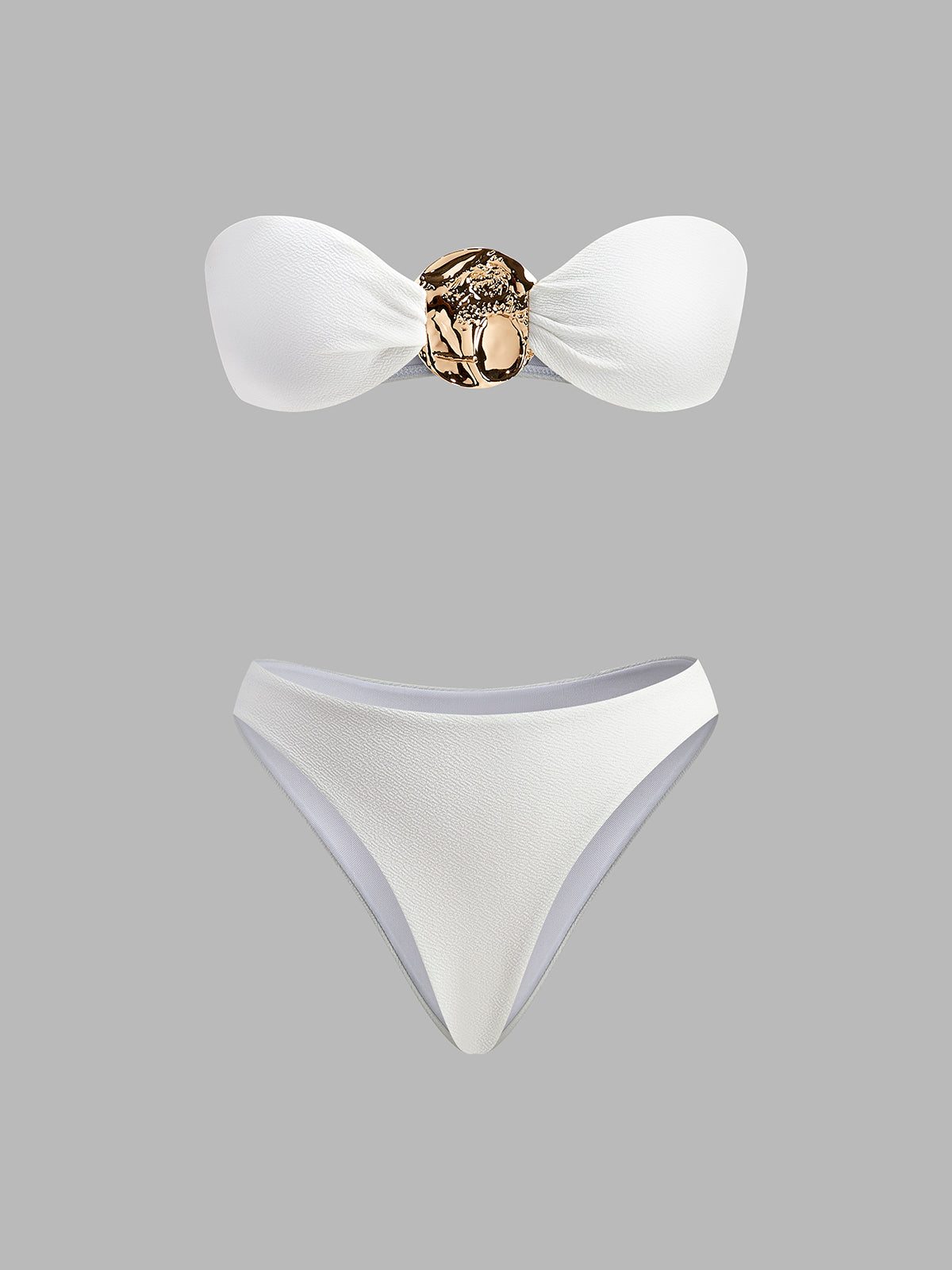 Gold Detail One Shoulder Bikini — Svelte Chic