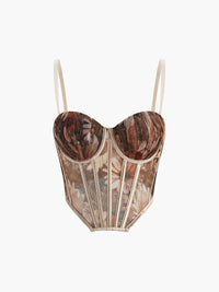 Атрактивен корсет с флорален мотив и сърцевидна яка