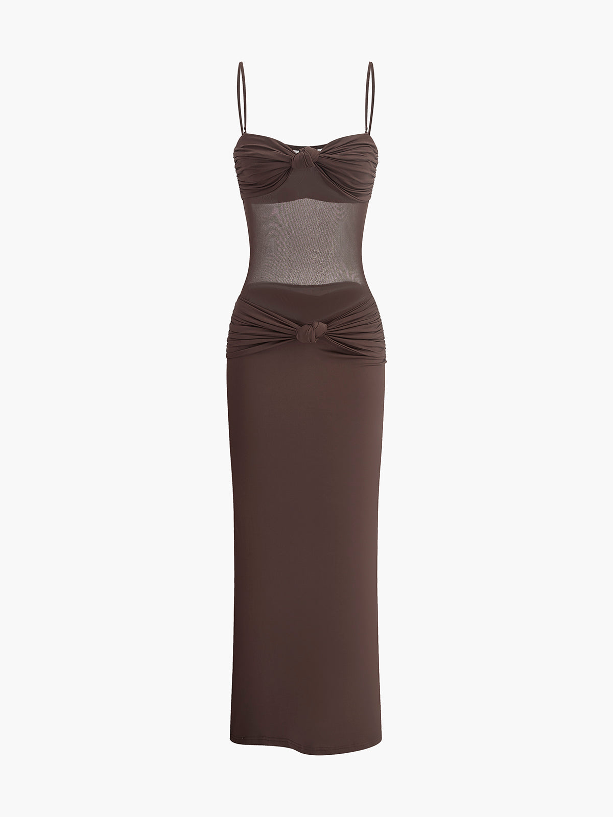 Cyra Ruched Mesh Maxi Dress — Svelte Chic