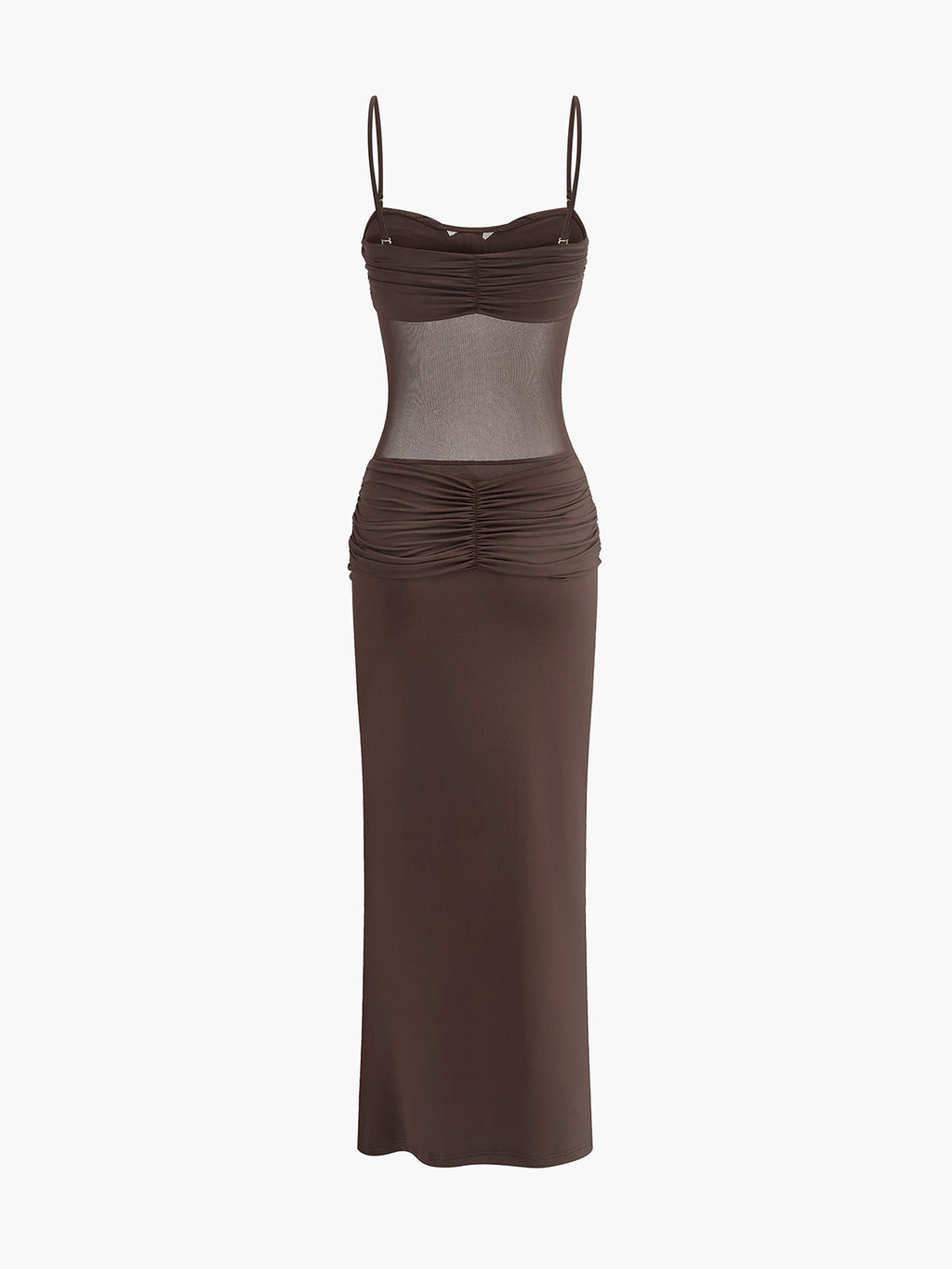 Cyra Ruched Mesh Maxi Dress — Svelte Chic