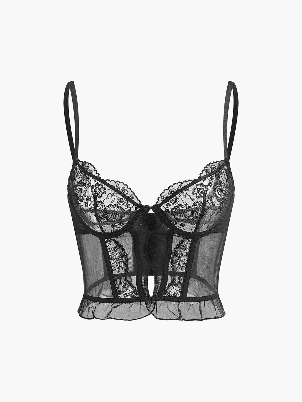 Floral Lace Strapless Corset Top in Black — Svelte Chic