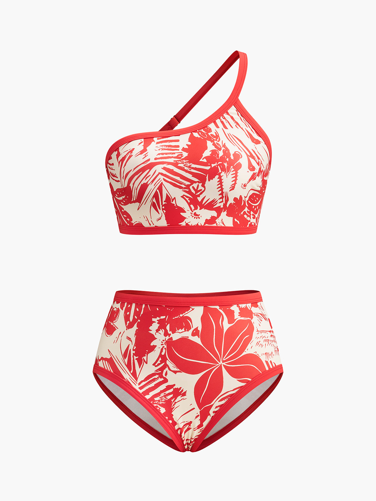 Tropical Print One Shoulder Bikini Set — Svelte Chic