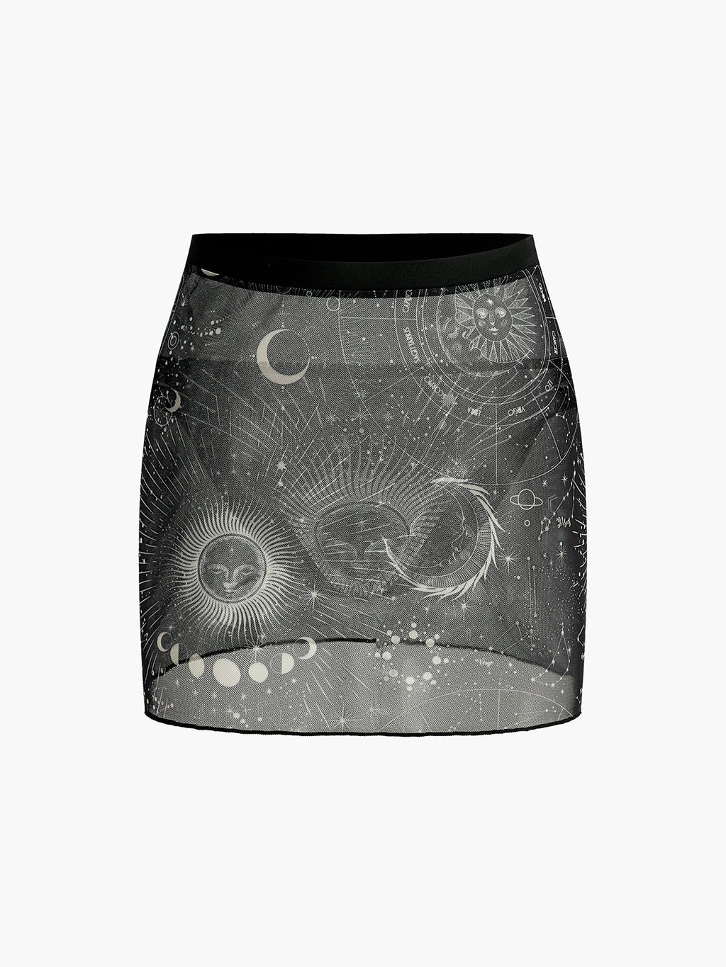 Astrology Print Mesh Mini Skirt — Svelte Chic