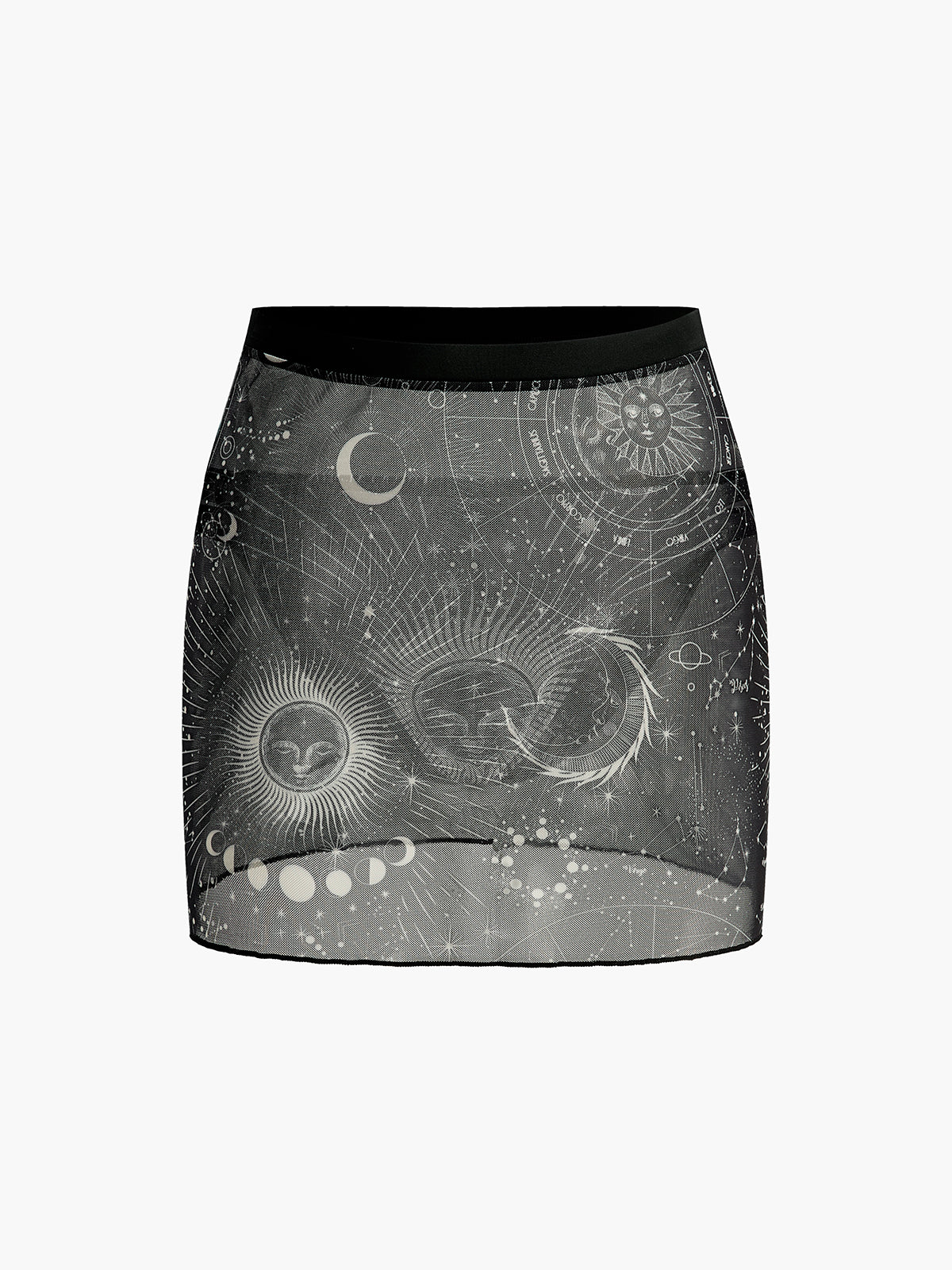 Astrology Print Mesh Mini Skirt — Svelte Chic