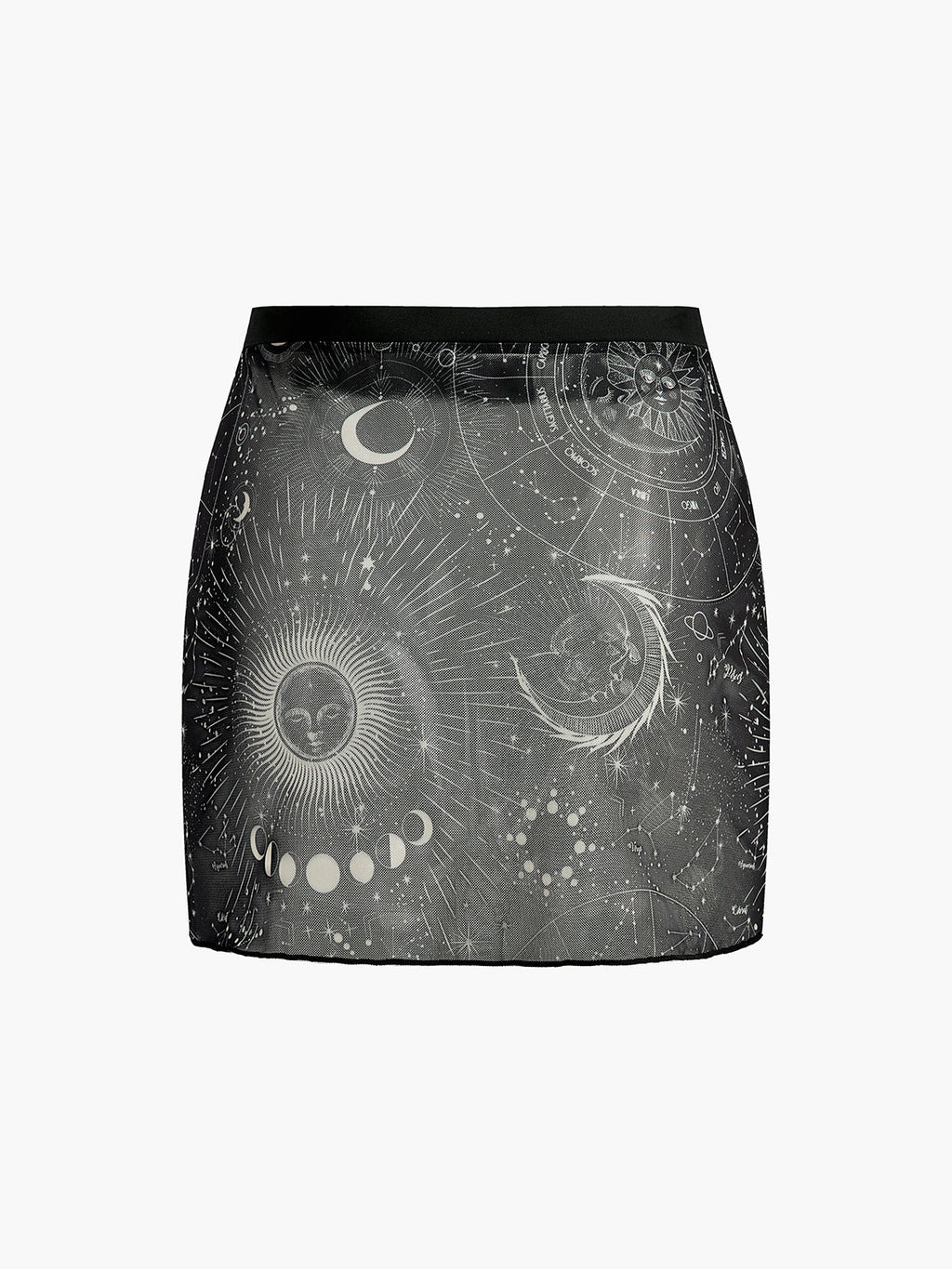 Astrology Print Mesh Mini Skirt — Svelte Chic