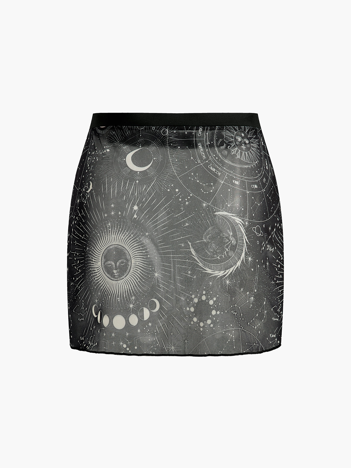 Astrology Print Mesh Mini Skirt — Svelte Chic