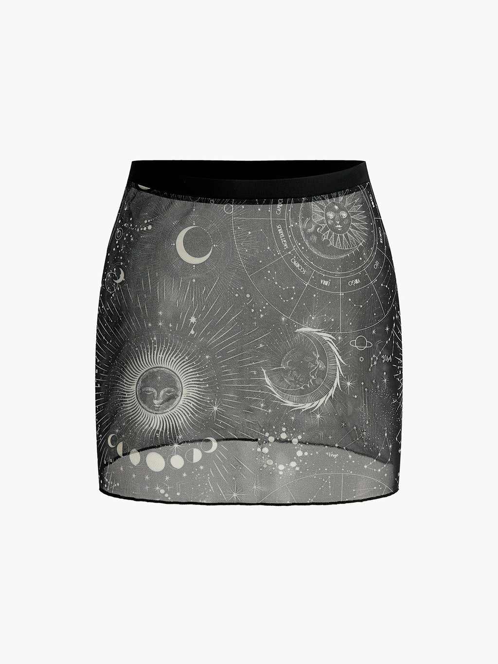 Astrology Print Mesh Mini Skirt — Svelte Chic