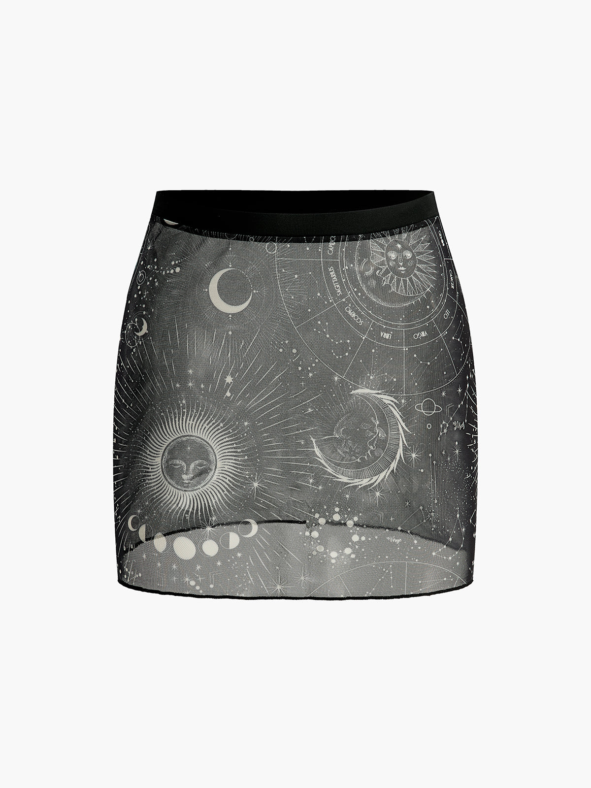 Astrology Print Mesh Mini Skirt — Svelte Chic