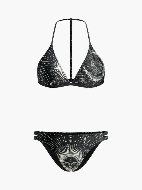 Astrology Print Halter Bikini Set — Svelte Chic