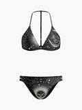 Astrology Print Halter Bikini Set in Black — Svelte Chic