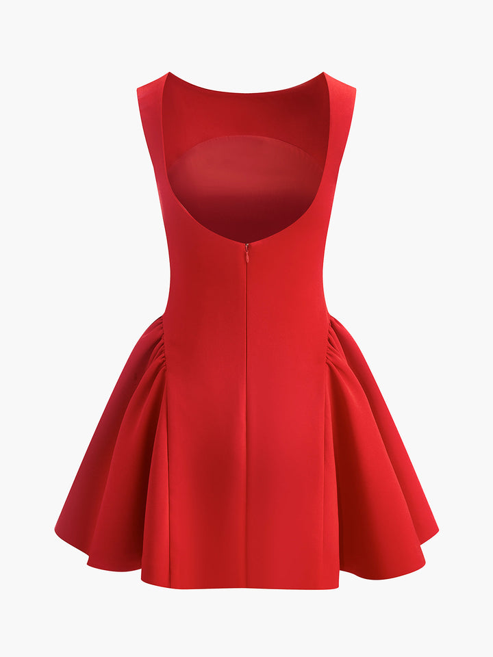 Şık Sırtı Açık Kolsuz Geniş Abiye Elbise