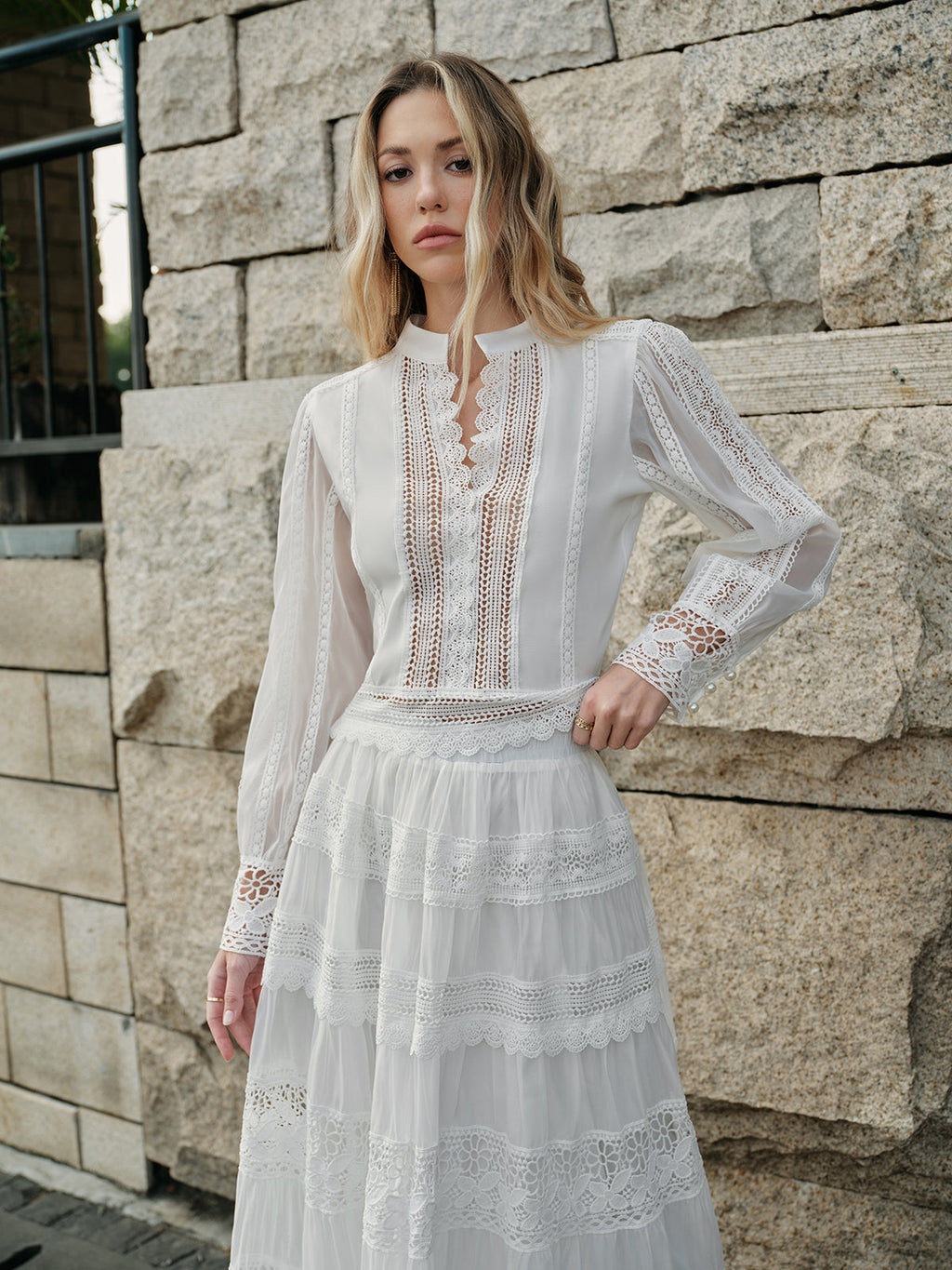 Lace Trim Tiered Skirt Set — Svelte Chic