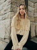 Lace Chiffon Oversized Blouse in Apricot — Svelte Chic